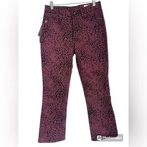 Rag & Bone velvet burgundy cheetah print pants   Hana size 27 new rocker edgy
